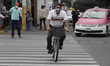 Cyclist in Mexico City during new normality and mobility by COVID-19 in Mexico, on July 9,...