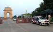A deserted view of India Gate on July 18, 2020 in New Delhi as it remains closed to curb t...