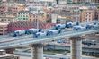 A general view of the operation of the final test of the new bridge built after the colla...