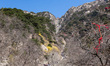 Taishan, China, the 23 April 2011. A view of Mount Tai from the stairs, a mountain of hist...