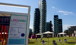 Lido bam, an oasis of greenery in Milan Porta Nuova equipped with umbrellas and deckchairs...