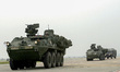 July 31, 2003-Osan, South Korea-US Military brigade Stryker vehicles landing on runway at...