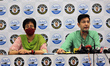 Aam Aadmi Party (AAP) MLA's Atishi and Raghav Chadha during the press conference at AAP he...
