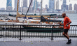 Tropical Storm Isaias bears down on the Northeast on August 04, 2020 in New York City. The...