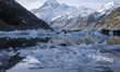 Hooker Lake and Aoraki / Mount Cook (C) are seen at Aoraki / Mount Cook National Park in t...