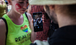 A reveler attends the gay Pride in Napes, Italy on June 25, 2016. 