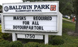 A sign is seen at Baldwin Park Elementary School as children return to school on the first...