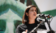 New York State Assemblywoman Nicole Malliotakis gives an impassioned speech as Artist Scot...