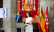 The president of the Community of Madrid, Isabel Diaz Ayuso, accompanied by the councilors...