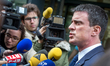 MAnuel Valls, prime minister close up answering question from journalists near the french...