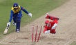 Lancashire's Alex Davies  runs out Durham's Graham Clark    during the Vitality Blast T20...