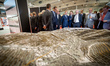 The mayor of Barcelona, Xavier Trias watch a scale model the Construmat fair in Barcelona...