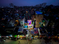 colorful stage to celebrate the ashura inside the Geneva camp in Dhaka, Bangladesh, on August 29, 2020. (