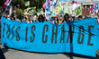 Activists from Extinction Rebellion gather at London's Trafalgar Square ahead of their mar...