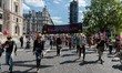 Environmental activists from Extinction Rebellion gather in Parliament Square on the first...