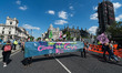 Environmental activists from Extinction Rebellion gather in Parliament Square on the first...
