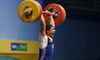 Poghosyan Gevorik of Armenia competes in the Men's 85kg Group A weightlifting snatch compe...