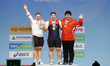 Nov 28, 2009-Goyang, South Korea-Overall gold medalist Jang Mi-ran (C) of South Korea, sil...