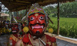 
A participant dressed in Malangan mask art in style during a photo shoot at the area of...