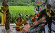 
Participants are dancing the Malangan Mask dance art, during the annual traditional pilg...