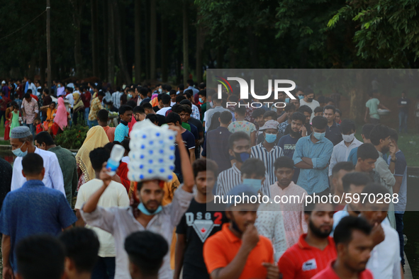 People are visiting at a park in Dhaka, Bangladesh on September 4, 2020.  