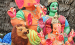 Large clay idols of Lord Ganesha (Lord Ganesh) at an idol workshop during the festival of...