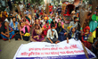 Garments worker of Dragon and Imperial sweater factory marches a rally towards Sromo Vaban...