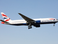 A British Airways Boeing 777-200 (G-VIIC) returns to London Heathrow after suffering an engine problems midflight to New York JFK on 14th Se...