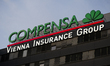 Insurance group Compensa sign is seen on September 14, 2020 in Warsaw, Poland. With its re...