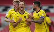 Barnsley's Jordan Williams celebrates after scoring their second goal during the Carabao C...