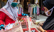 Food Seller at Pasar Baru-Central Jakarta on 24 September 2020. Jakarta's return to strict...