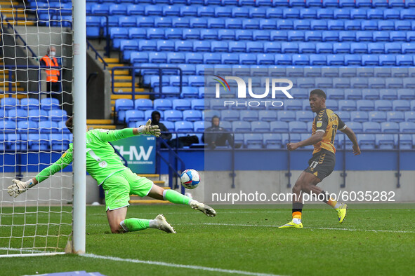  Newports Tristan Abrahams scores to make it 1-0  during the Sky Bet League 2 match between Bolton Wanderers and Newport County at the Reebo...