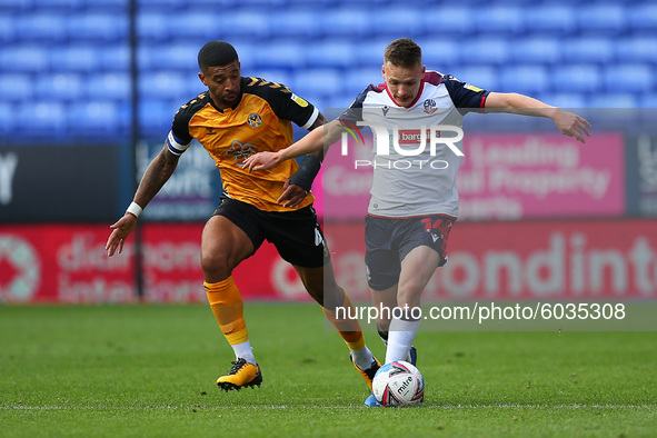   Boltons Tom White charges forward during the Sky Bet League 2 match between Bolton Wanderers and Newport County at the Reebok Stadium, Bol...