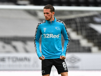  
Max Bird of Derby County warms up ahead of kick-off during the Sky Bet Championship match between Derby County and Blackburn Rovers at th...