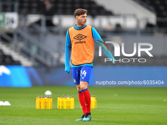  
Joseph Rankin-Costello of Blackburn Rovers warms up ahead of kick-off during the Sky Bet Championship match between Derby County and Blac...