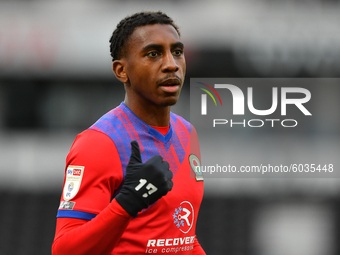  
Amari'i Bell of Blackburn Rovers during the Sky Bet Championship match between Derby County and Blackburn Rovers at the Pride Park, Derby...