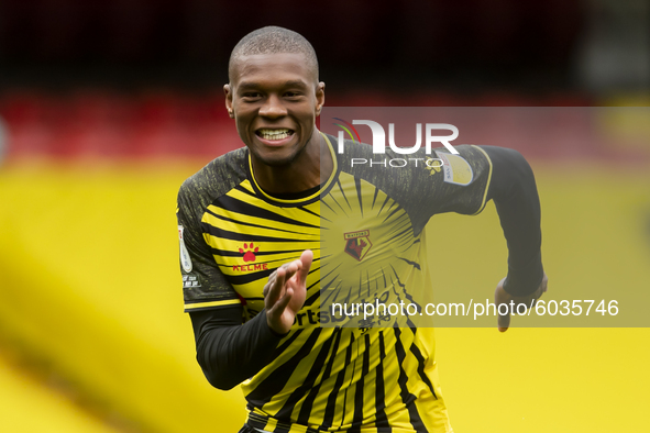   Christian Kabasele of Watford during the Sky Bet Championship match between Watford and Luton Town at Vicarage Road, Watford, England, on...