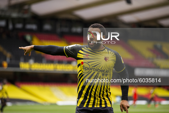   Troy Deeney of Watford during the Sky Bet Championship match between Watford and Luton Town at Vicarage Road, Watford, England, on Septemb...