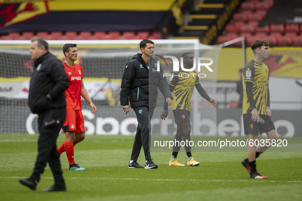   Watford Manager Vladimir Ivic during the Sky Bet Championship match between Watford and Luton Town at Vicarage Road, Watford, England, on...