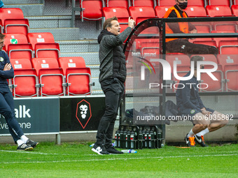  
Mark Cooper, Head Coach of Forest Green Rovers issues instructions during the Sky Bet League 2 match between Salford City and Forest Green...