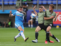   Scott Quigley of Barrow shoots at goal during the Sky Bet League 2 match between Barrow and Colchester United at the Holker Street, Barrow...