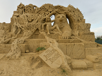 'The Jungle Book' by Ani Zlateva and Georgi Zlatev, seen during the 13th edition of Burgas Sand Sculptures Festival 2020 in Burgas Park 'Eze...