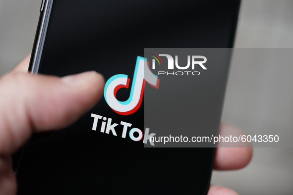 The TikTok logo is seen on an iPhone 11 Pro max in this photo illustration in Warsaw, Poland on September 29, 2020. The TikTok app will be b...
