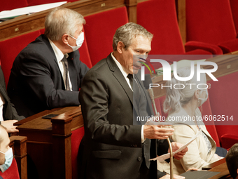 Member of Parliament Jean-Michel Fauvergue speaks during  the session of the questions for the government (QAG) at French National Assembly...