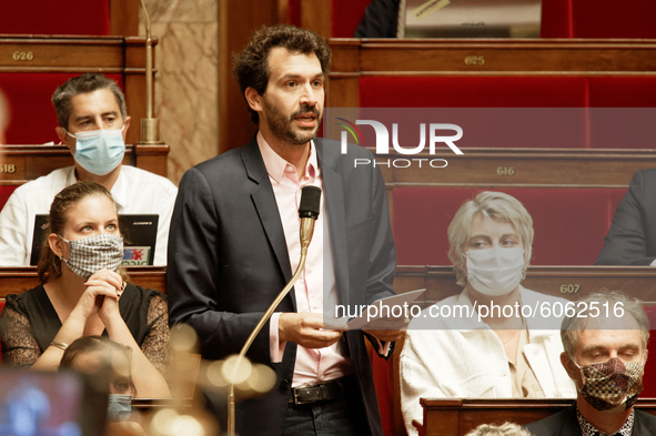 Member of Parliament Bastien Lachaud speaks during  the session of the questions for the government (QAG) at French National Assembly  in Pa...