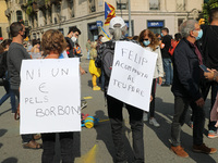 Protests against the King of Spain, Felipe VI, for his visit to Barcelona, on 09th October 2020. (