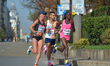 Jebet Naom of Kenya and Viktoriya Khapilina of Ukraine, lead the women race, during the 37...