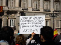 Demonstrations for the national day of Spain in Madrid, called by VOX in front of the Royal Palace and Paseo de la Castellana and against th...