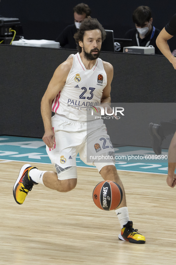 Sergio Llull   of Real Madrid  during the 2020/2021 Turkish Airlines EuroLeague Regular Season Round 3 match between Real Madrid and Khimki...