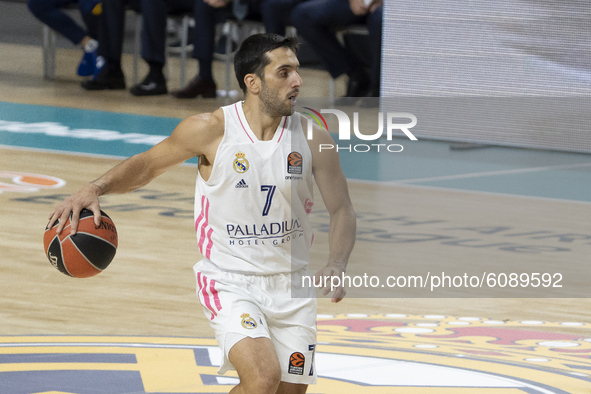 Facundo Campazzo  of Real Madrid  during the 2020/2021 Turkish Airlines EuroLeague Regular Season Round 3 match between Real Madrid and Khim...